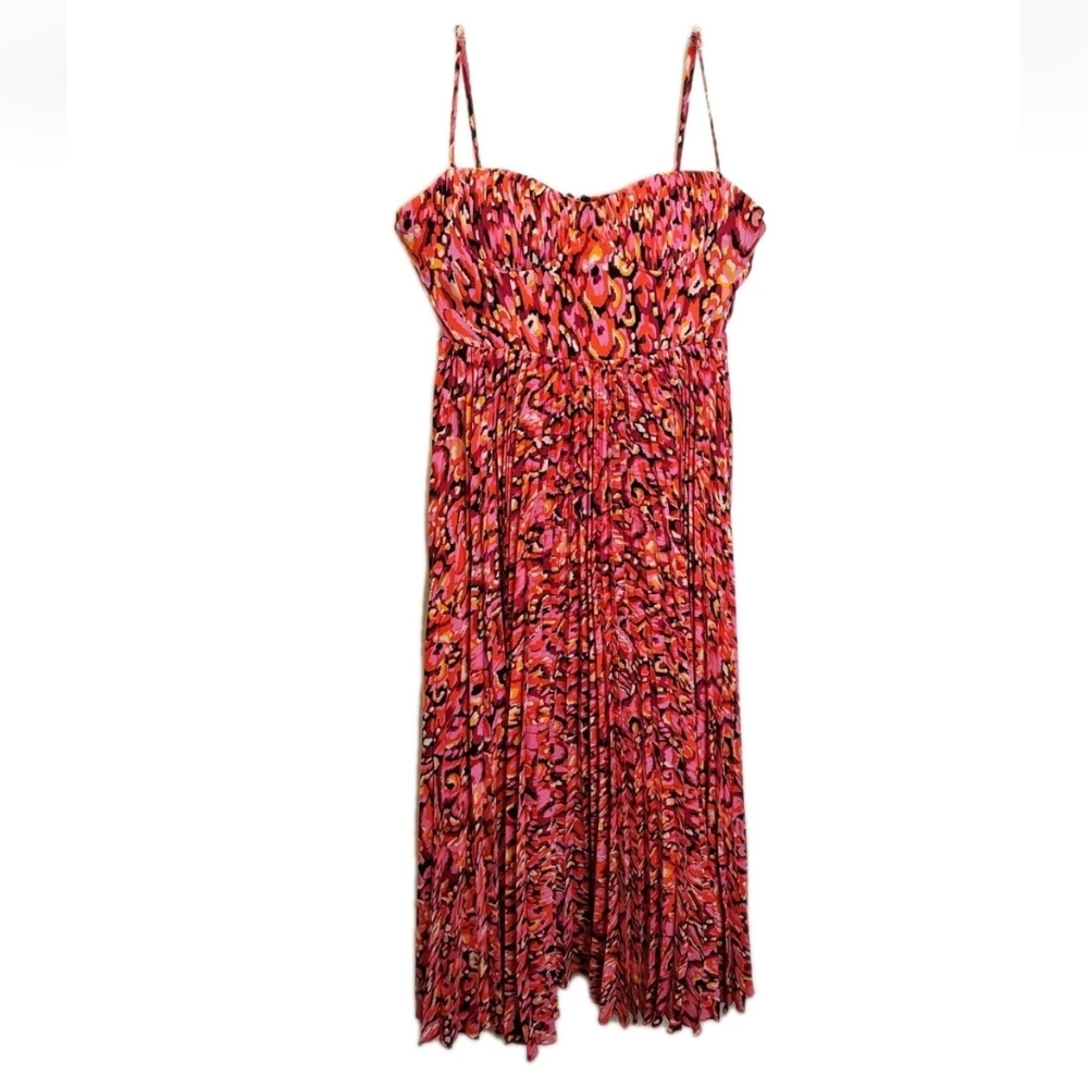 Petal Pup Achanti Pleated Maxi Dress Pink Sweetheart Babydoll Cruise Sz L Nwt